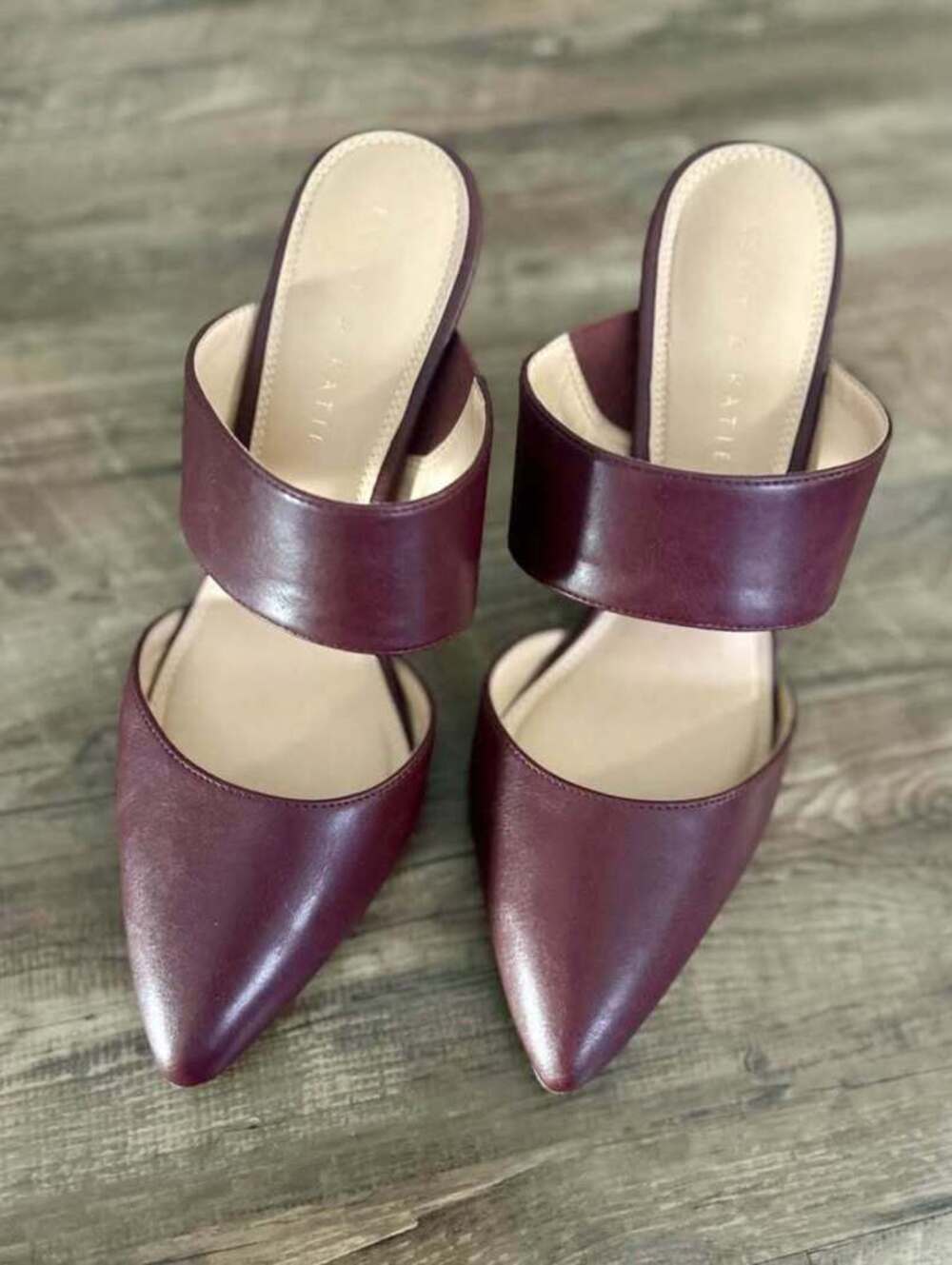 Kelly & Katie Burgundy Pointed Toe Mule Heels Sz 9.5 - Picture 2 of 8